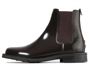 Firenze Atelier Men's Polished Brown Leather Round Toe Chelsea Boots Ankle Boots - Picture 1 of 12