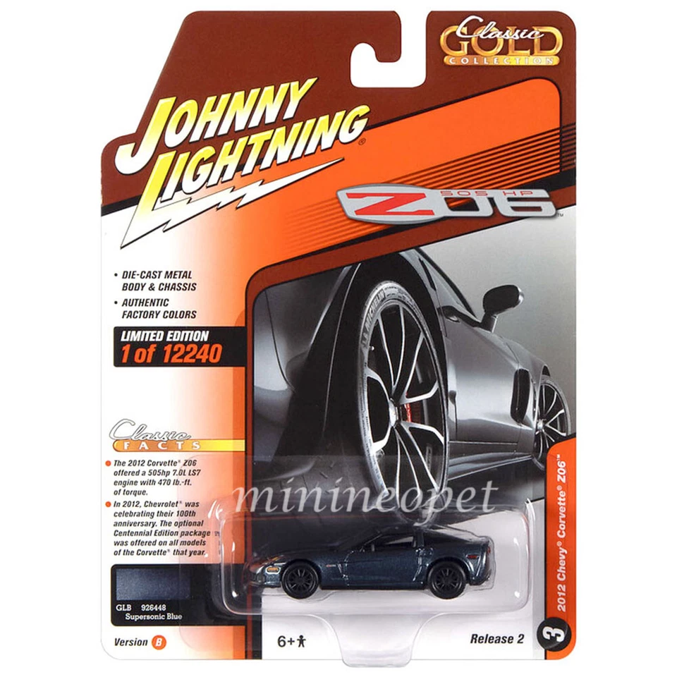 JOHNNY LIGHTNING CLASSIC GOLD 2012 CHEVY CORVETTE Z06 1/64 AZUL JLSP245 B  Foto 1 de 1