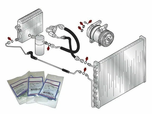 Kit de vedação de sistema A/C Dodge W250 1981-1991 59661CK 1984 1982 1983 1985 1986 - Imagem 1 de 2