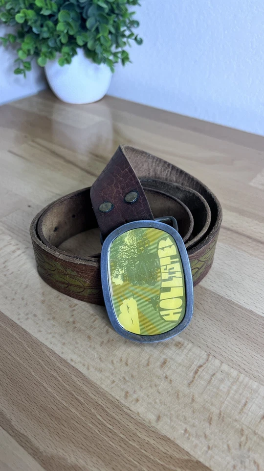 De Colección Cinturón Hollister Hombre/Mujer Con Hebilla Hojas Tooled Cuero Surfer Boho Foto 1 de 4