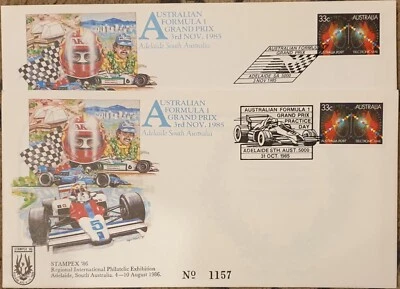 1985 APM16580 & APM16581 First Australian Grand Prix "ADELAIDE" Stampex 86 #1157 - image 1 of 3