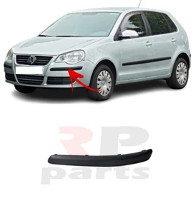 FOR VW POLO (9N) 2005 - 2009 NEW FRONT BUMPER MOLDING TRIM BLACK LEFT N/S - Picture 1 of 7