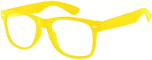 OCCHIALI GIALLI CLASSICI LENTI TRASPARENTI ANNI 80 90 VINTAGE RETRÒ SUNGLASSES SFUMATURE UVB - Foto 1 di 9