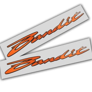 Bandit GSF 1200 1250 motorcycle decals orange fluorescent chrome on black x 2 - Picture 1 of 3