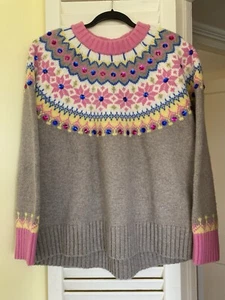 Jersey para mujer BODEN Fair Isle mezcla de lana tejido adornado estrás, XL 20-22 - Imagen 1 de 7