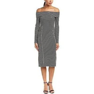 Vestido Derek Lam Talla XS Crosby Negro Rayas Diseñador Work Corp Tranquilo Lujo Foto 1 de 4