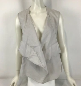 Gordon Smith Vest Taupe Size 12 Linen Open Waterfall Sleeveless Layering - Picture 1 of 13