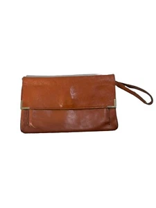 Vintage brown genuine leather clutch bag purse by Don Quixote - Picture 1 of 7