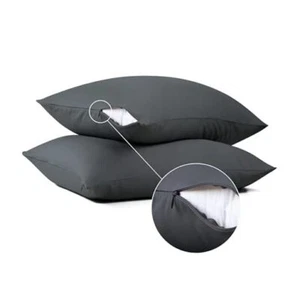 100% Cotton Classic Pillow Protectors with Invisible Zipper (Queen, 20"x30", 2  - Picture 1 of 8