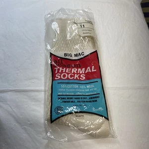 VINTAGE J C PENNEYS BIG MAC ALL SEASON THERMAL SOCKS SIZE 11 COTTON WOOL NOS - Picture 1 of 5