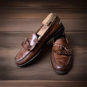 Allen Edmonds Mens Dellwood Brown Leather Kiltie Tassel Dress Loafers US 11.5 - Picture 1 of 12