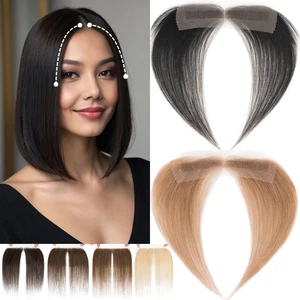 Front Hairline Full Lace Cover-up Hairpiece Topper Toupee Remy Human Hair BROWN - Picture 1 of 23