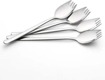Sporks, вилка из нержавеющей стали 18/10 упаковка 4 шт., металлическая Spork для повседневного бытового использования - Изображение 1 из 4