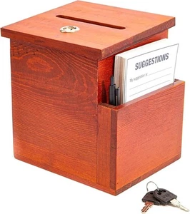 Juvale Wooden Suggestion Box with Lock and 7.5 x 7.1 x 5.5 Inches, Brown  - Picture 1 of 9