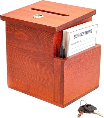 Juvale Wooden Suggestion Box with Lock and 7.5 x 7.1 x 5.5 Inches, Brown  - Image 1 of 4
