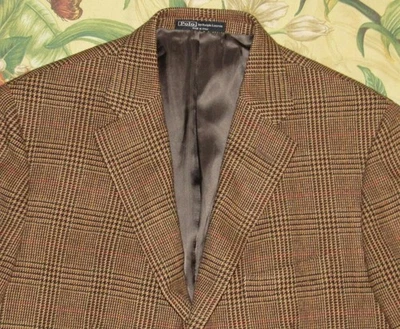 Chaqueta Blazer De Colección Polo Ralph Lauren Lana Angora Marrón Glen Cuadros 44R Foto 1 de 4