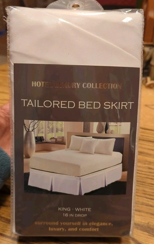 NEW Tailored Bed Skirt Hotel Luxury Collection King 16 Inch Drop White Color - Image 1 of 4