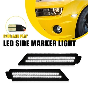 Smoke Lens White Front LED Fender Side Light Fit Marker For 2010-15 Chevy Camaro - Picture 1 of 17