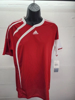 Camiseta de futebol Adidas feminina tamanho M média vermelha branca Climacool 365 nova com etiquetas $35.00 - Imagem 1 de 4