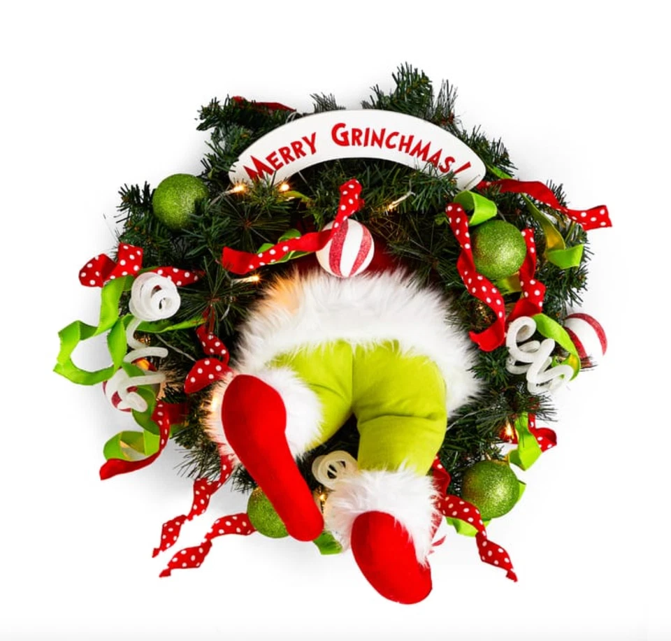 Dr Seuss The Grinch Merry Grinchmas Christmas Wreath Decoration 45cm