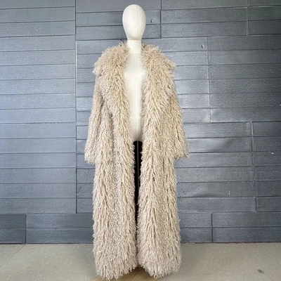 Abrigo largo de lana de lujo traje cuello abrigo de piel para mujer nuevo chaquetas cálidas de piel gruesa Foto 1 de 4