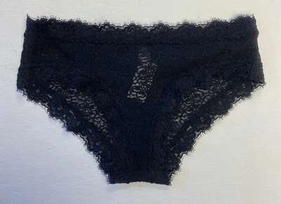 Ropa interior descarada de encaje con pestañas Aerie -- VERDADERO NEGRO S Foto 1 de 4