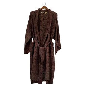 Vintage Addiction Men's Tie Robe Paisley M/L Brown 100% Silk Cigar Club 1990s - Picture 1 of 11