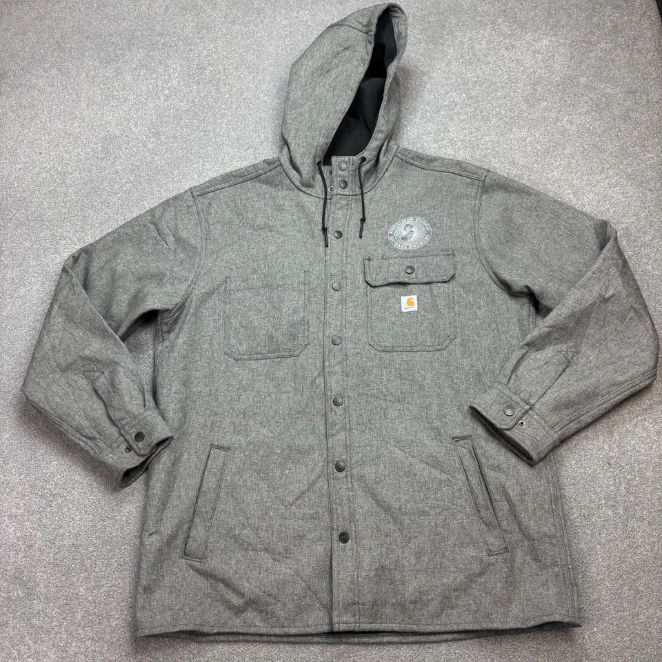 Carhartt Jacket Adult Large Grey Rain Defender Fleece Lined Work Hood Coat Men - Image 1 of 4