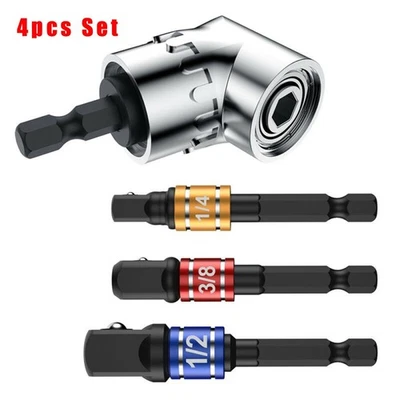 Screwdriver set Bit Drill 105 Extension Flexible Kit Right Angle Silver - Image 1 of 4