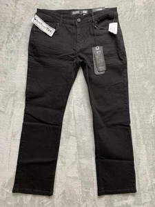 Jeans Cultura NYC Uomo 34x30 Elasticizzati Vestibilità Dritta Nero Denim Nuovo con etichette (W564) - Foto 1 di 11