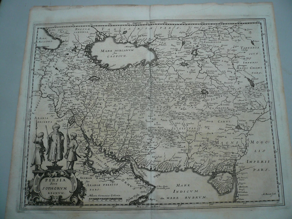 Mapa de Persia, año 1646, Merian Matthäus, original grabado en cobre mapa de cobre, Foto 1 de 1