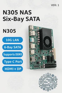 [US Seller] N305 Mini-ITX NAS Motherboard -- 10GbEthernet/6xSATA/2xM.2/2x2.5GbE - Picture 1 of 14
