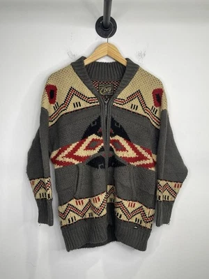 Cárdigan geométrico 100 % acrílico Obey de colección para adultos con cremallera talla S Foto 1 de 4