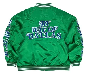 By Way of Dallas Texas Mavericks Green Full Zip 2019 Bomber Jacket Size M RARE - Picture 1 of 7
