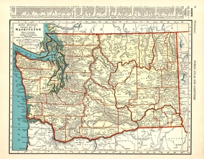 1940 Vintage WASHINGTON State Map of Washington Gallery Wall Art Home Decor 2414 Foto 1 de 3