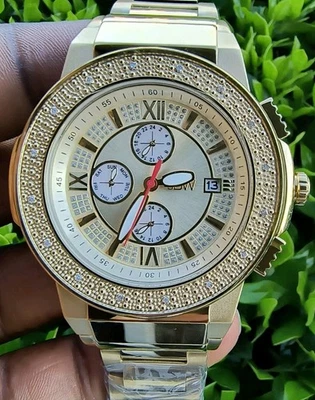 JBW Saxon Swiss Movt. Reloj para hombre con esfera de cristal dorado y acero inoxidable JB-6101-D Foto 1 de 4