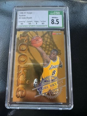 1996 Kobe Bryant Rookie Hoops 3 CSG 8.5 Gold PSA 9 QUASE PERFEITO Lakers CGC Rc Rookie - Imagem 1 de 2