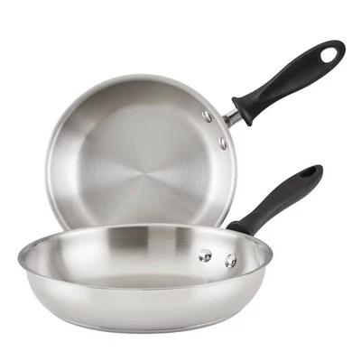 Farberware Reliance 2pc Stainless Steel Skillets: Dishwasher-Safe, Phenolic