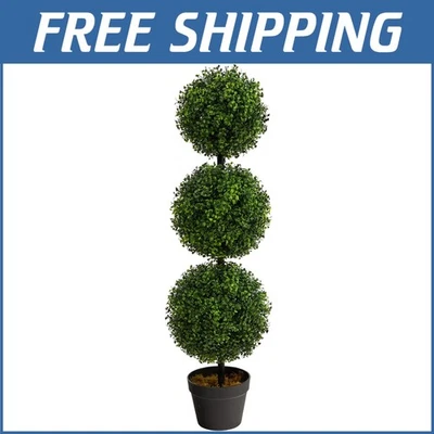 Topiario de triple bola artificial resistente a la intemperie de 3 pies - Acento en el hogar de fácil cuidado Foto 1 de 4