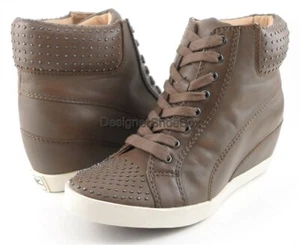 $150 SPLENDID HELSINKI Clay Leather Studded Designer Lace Up Wedge Sneakers 5.5 - Picture 1 of 5