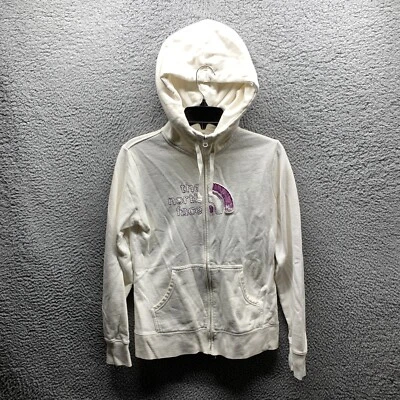North Face Hoodie Womens Medium White Zip Up Soft Fleece Sweatshirt TNF Ladies - Image 1 of 4