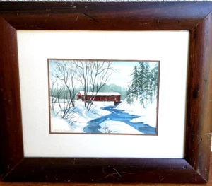 Antique in Style of REGIONALISM Watercolor Painting by Rachel Farrington, USA, N - Picture 1 of 9