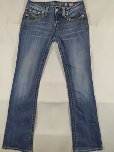 Miss Me Jeans Womens 29 Bootcut Denim Embellished Low Rise Western Cowboy Blue - Picture 1 of 11