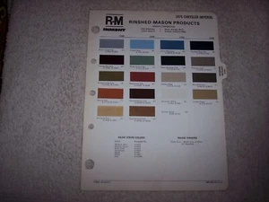 1975 CHRYSLER-IMPERIAL EXTERIOR R-M PAINT CHIP COLOR CHART #290 - Picture 1 of 3