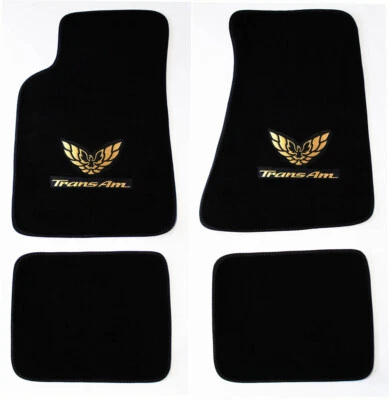 NEW! FLOOR MATS 1970 - 1981 PONTIAC FIREBIRD Embroidered Double Logo Gold set 4  - Image 1 of 4