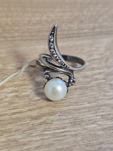 Silberschmuck 925 Ring mit Perlen echt außergewöhnlich groß - Bild 1 von 7
