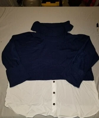 Gibson Latimer слоистый свитер новый без ЯРЛЫКОВ синий и белый воротник XL - Изображение 1 из 4