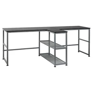 2 Person Desk Storage Shelves Computer Table Double Workstation for Home Office - Picture 1 of 12