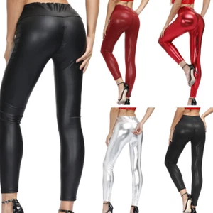 Sexy lange Damenhose Reißverschluss Kunstleder Freizeit Skinny Hose Clubwear - Bild 1 von 44