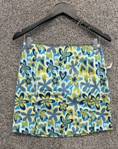 Love on a Hanger Mini Skirt Blue/Yellow Floral Short Skirt Stretch Junior's 7 - Picture 1 of 7